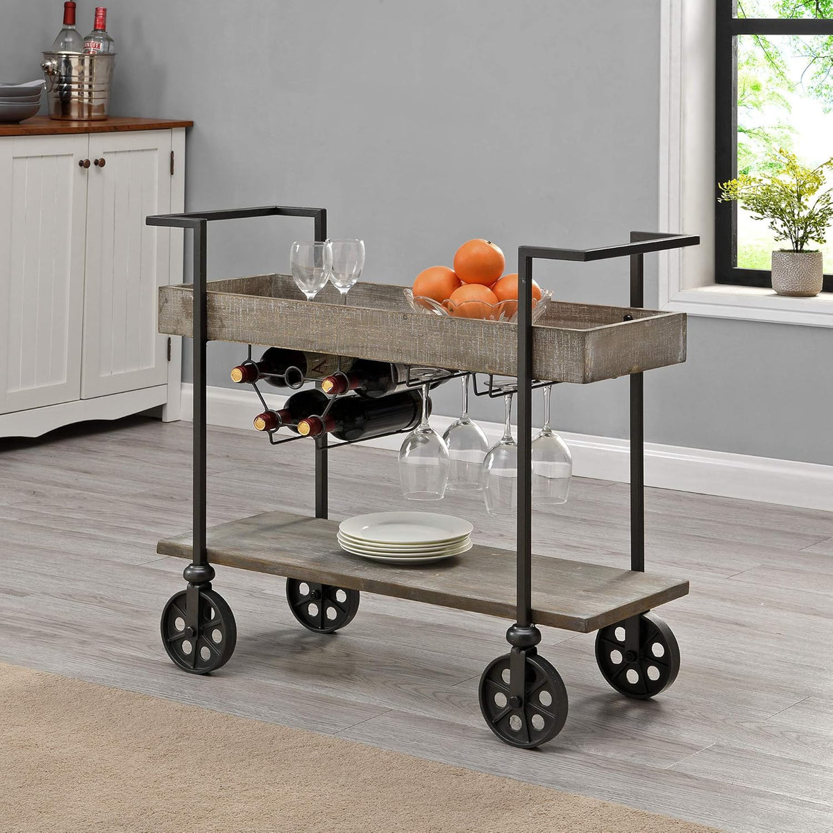 Aged Black Bar Cart J81136
