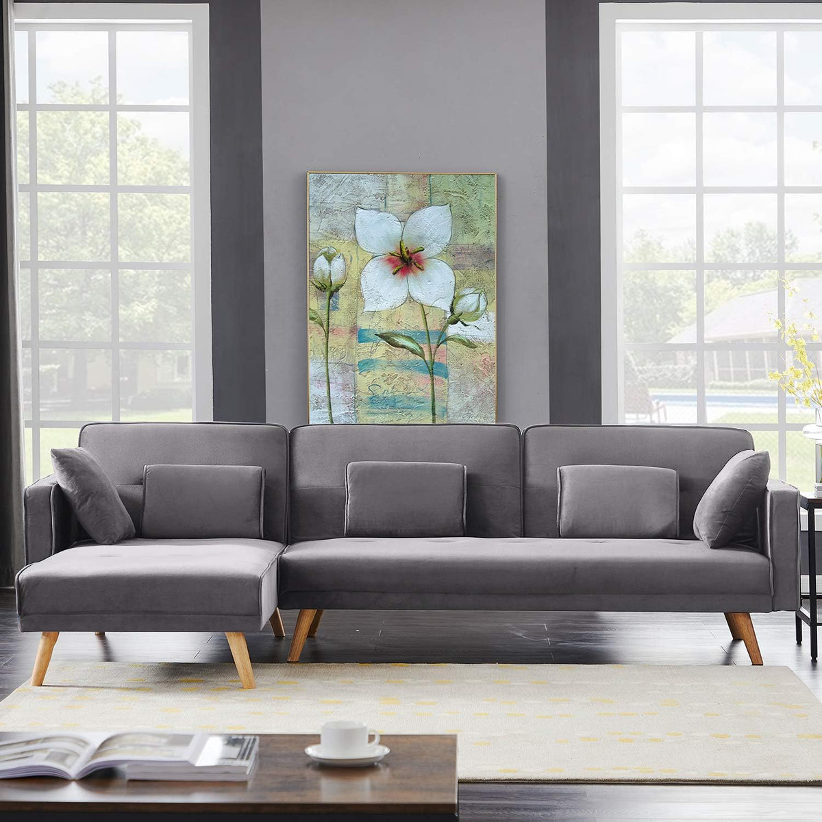Blue Fabric Sectional Sofa Bed M239196