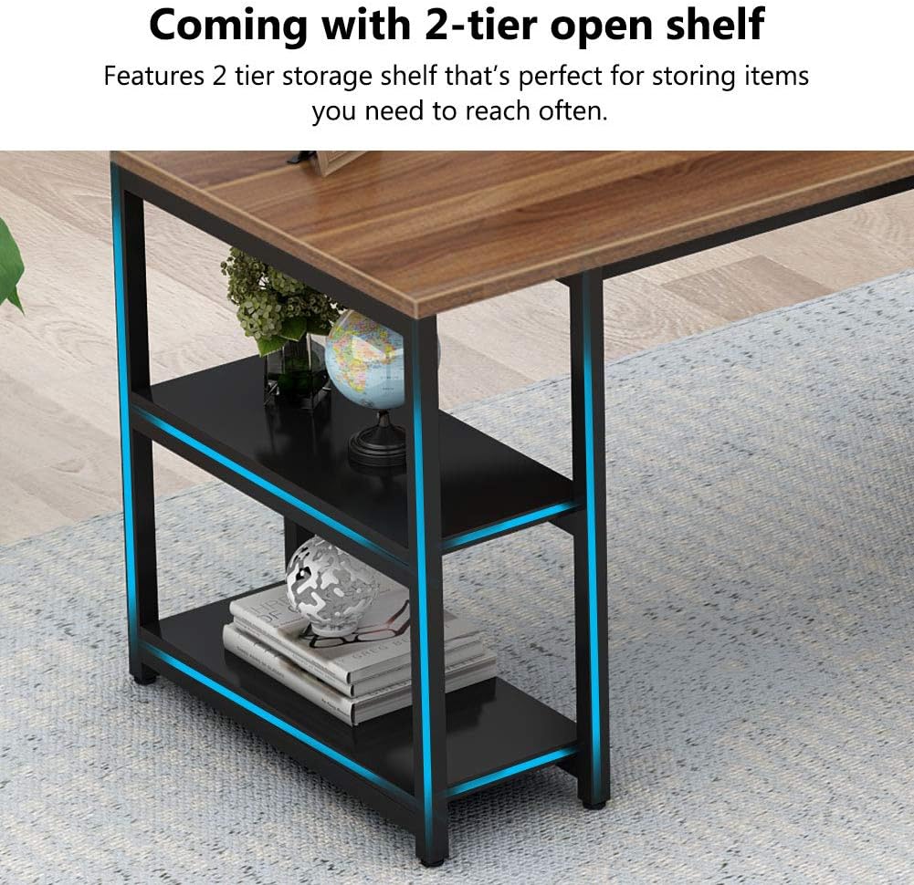 55 Inch L-Shaped Computer Desk with Drawers I8284
