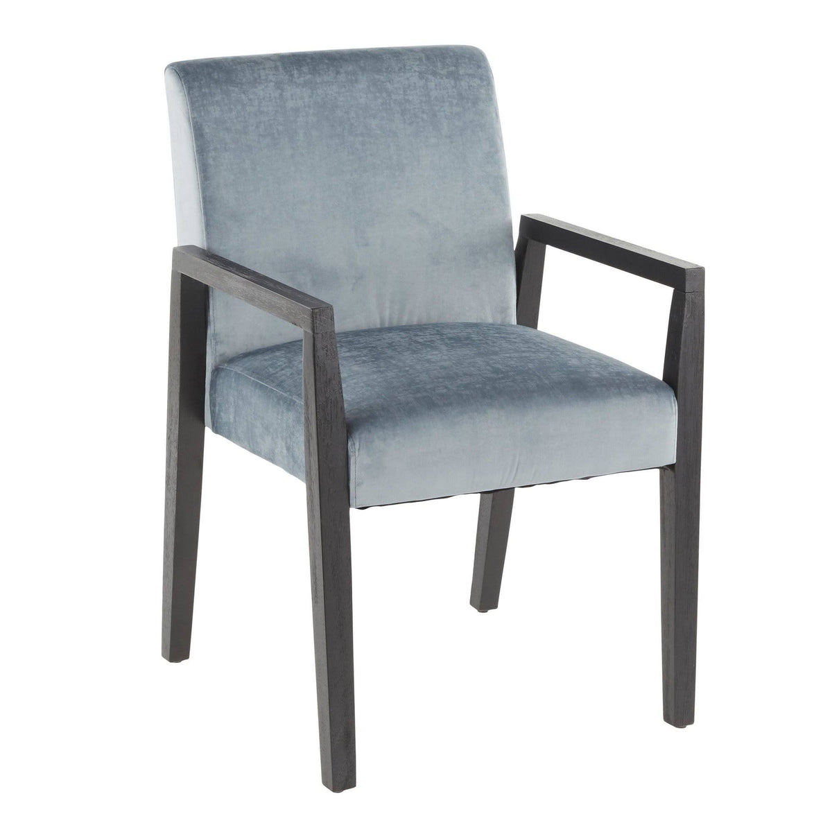 Crushed Brown Velvet White Washed Wood Dining Arm Chair Set of 2 K415