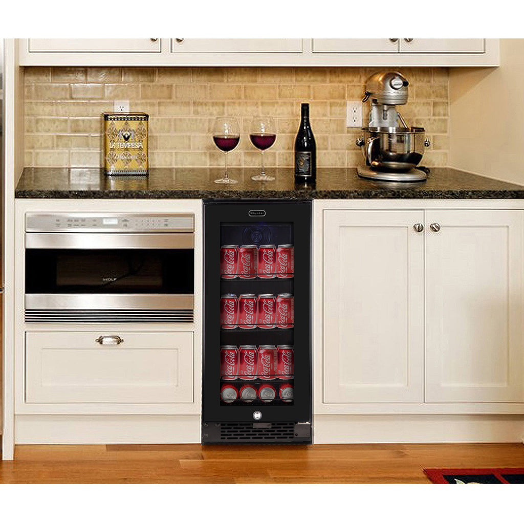 Black Glass 80-Can 3.4 Cu ft. Beverage Refrigerator T3522