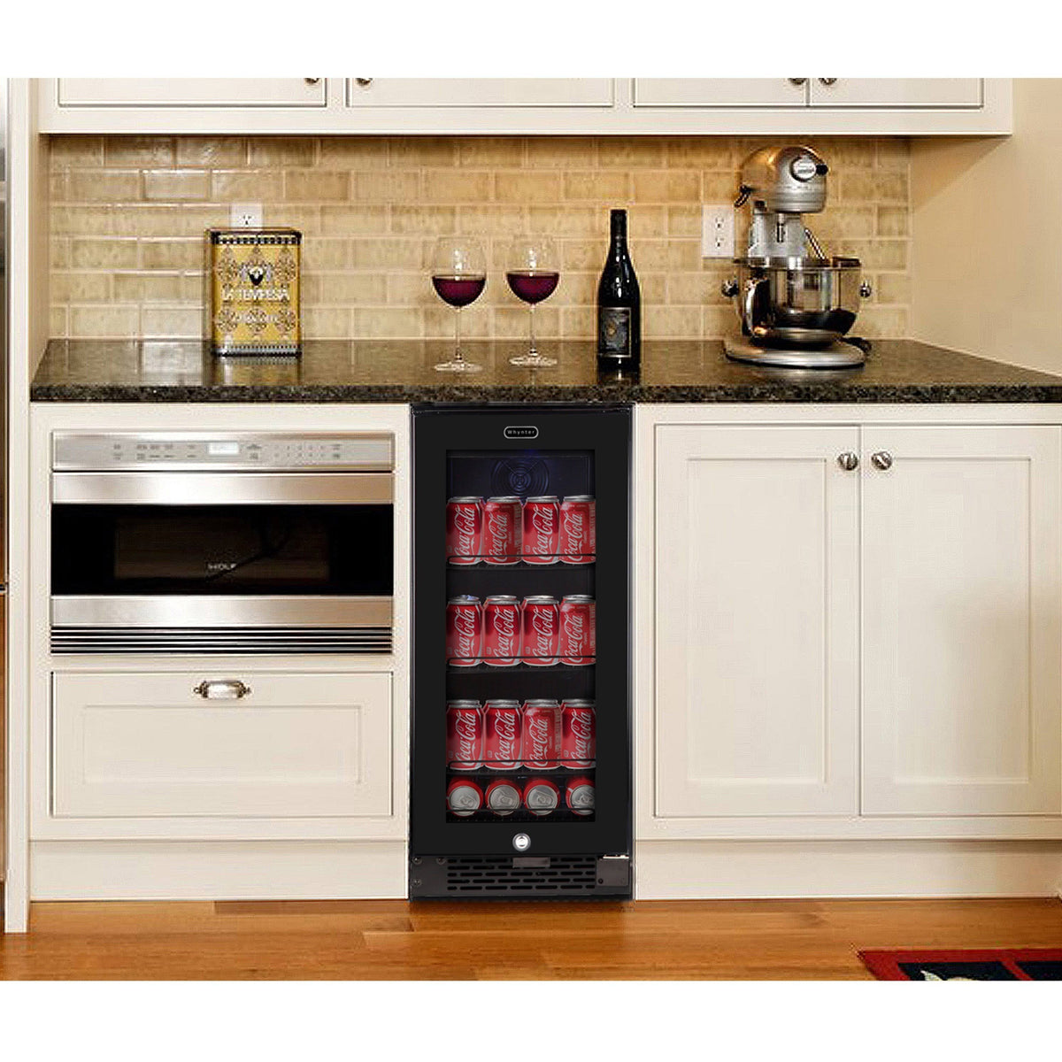Black Glass 80-Can 3.4 Cu ft. Beverage Refrigerator T3522