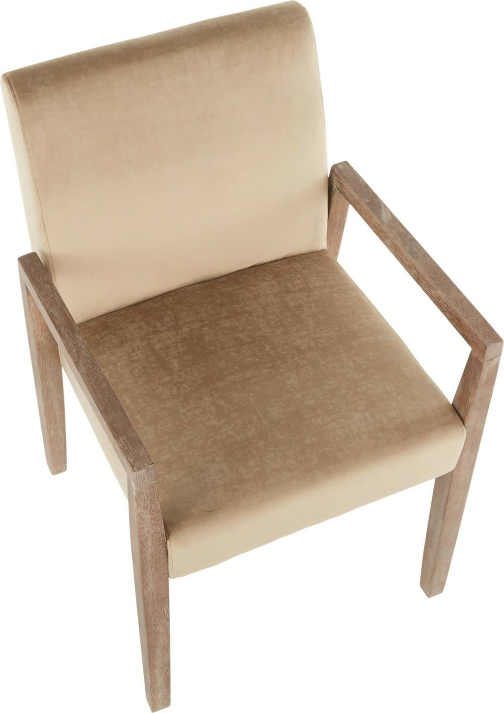 Crushed Brown Velvet White Washed Wood Dining Arm Chair Set of 2 K415