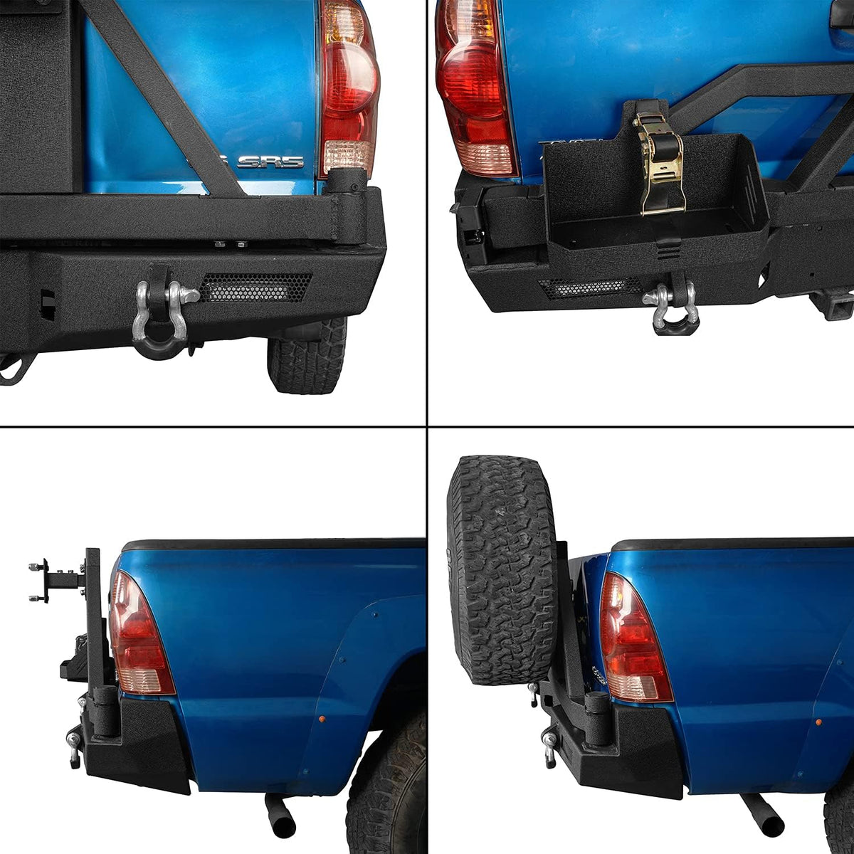 Front and Rear Bumper with Tire Carrier Textured Black Steel F79981