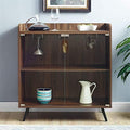 30 Glass Door Bar Cabinet in Dark Walnut F6104