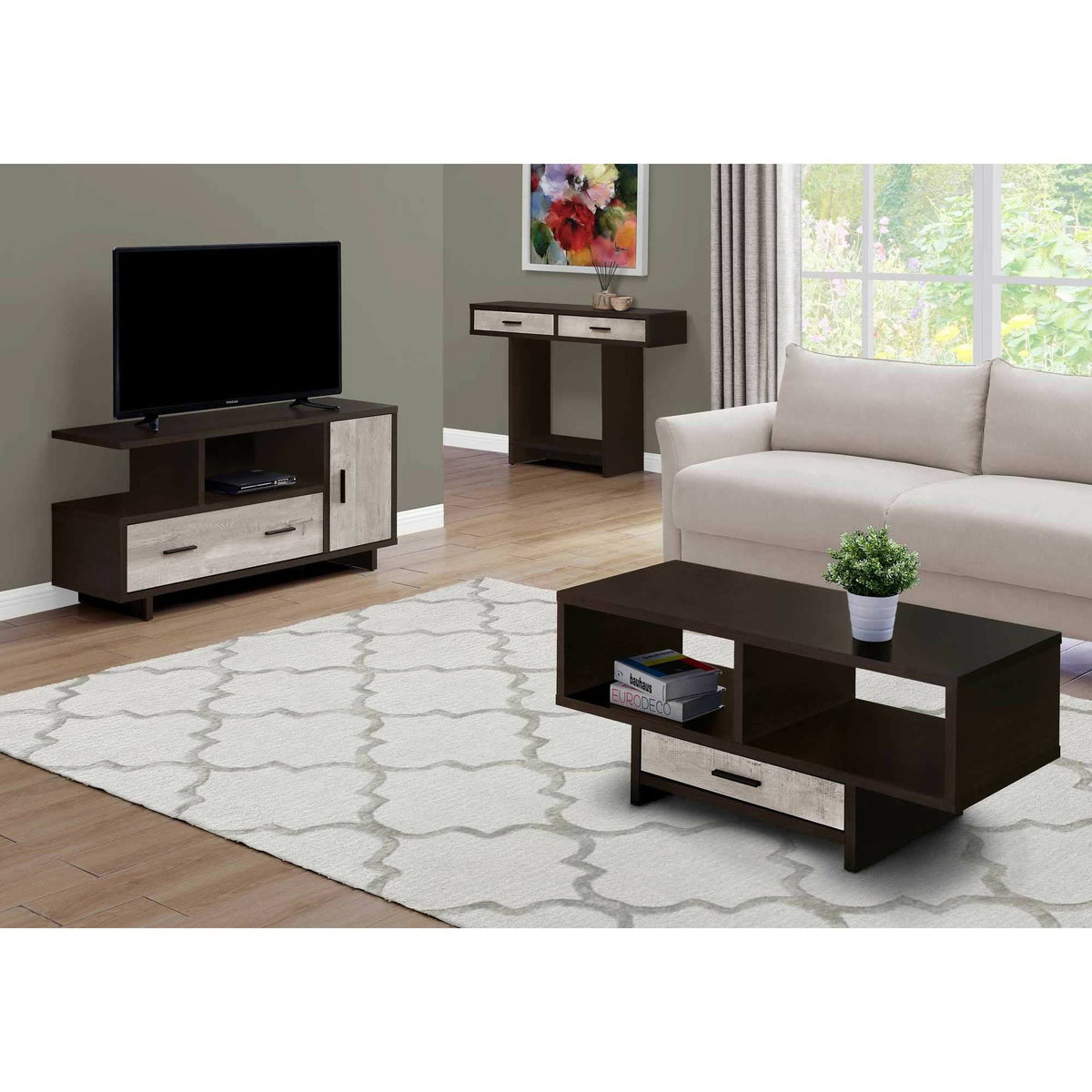 Cappuccino Taupe Reclaimed Wood Accent Table B900490