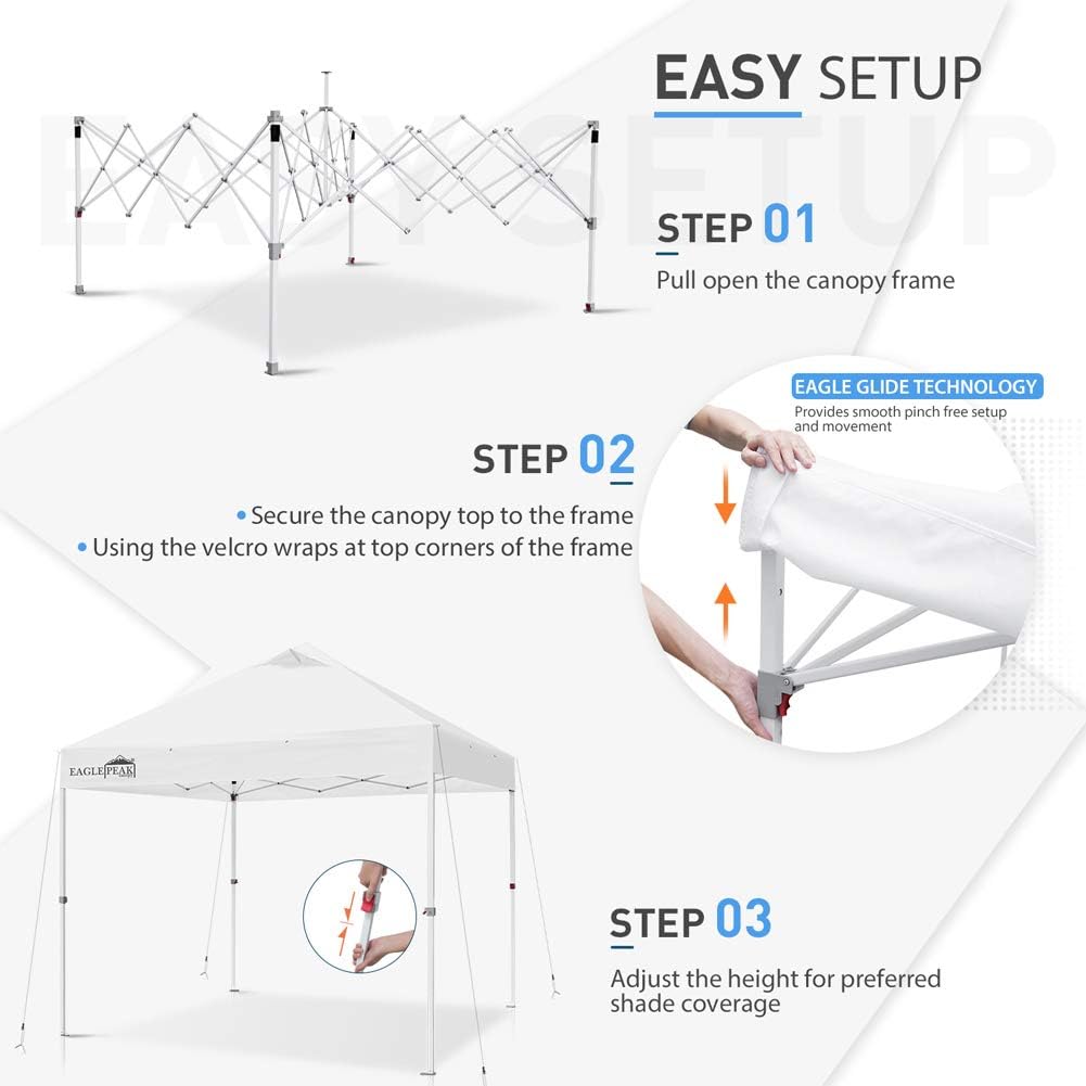10' x 10' Heavy Duty Pop Up Canopy Tent with 100 Square Feet of Shade W581