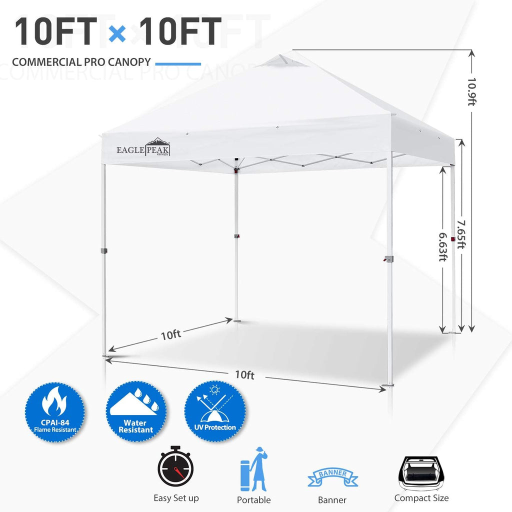 10' x 10' Heavy Duty Pop Up Canopy Tent with 100 Square Feet of Shade W581
