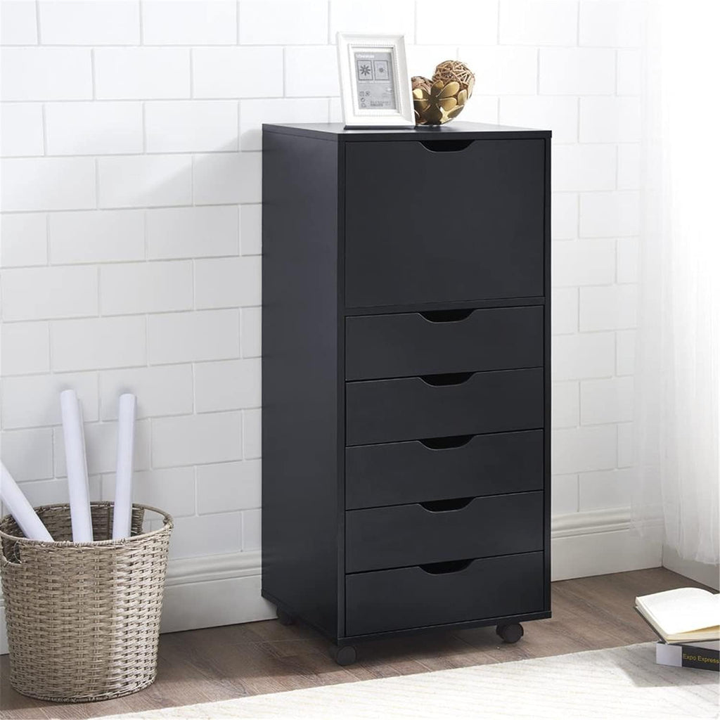 Gray 6 Drawer File Cabinet on Wheels Y56160