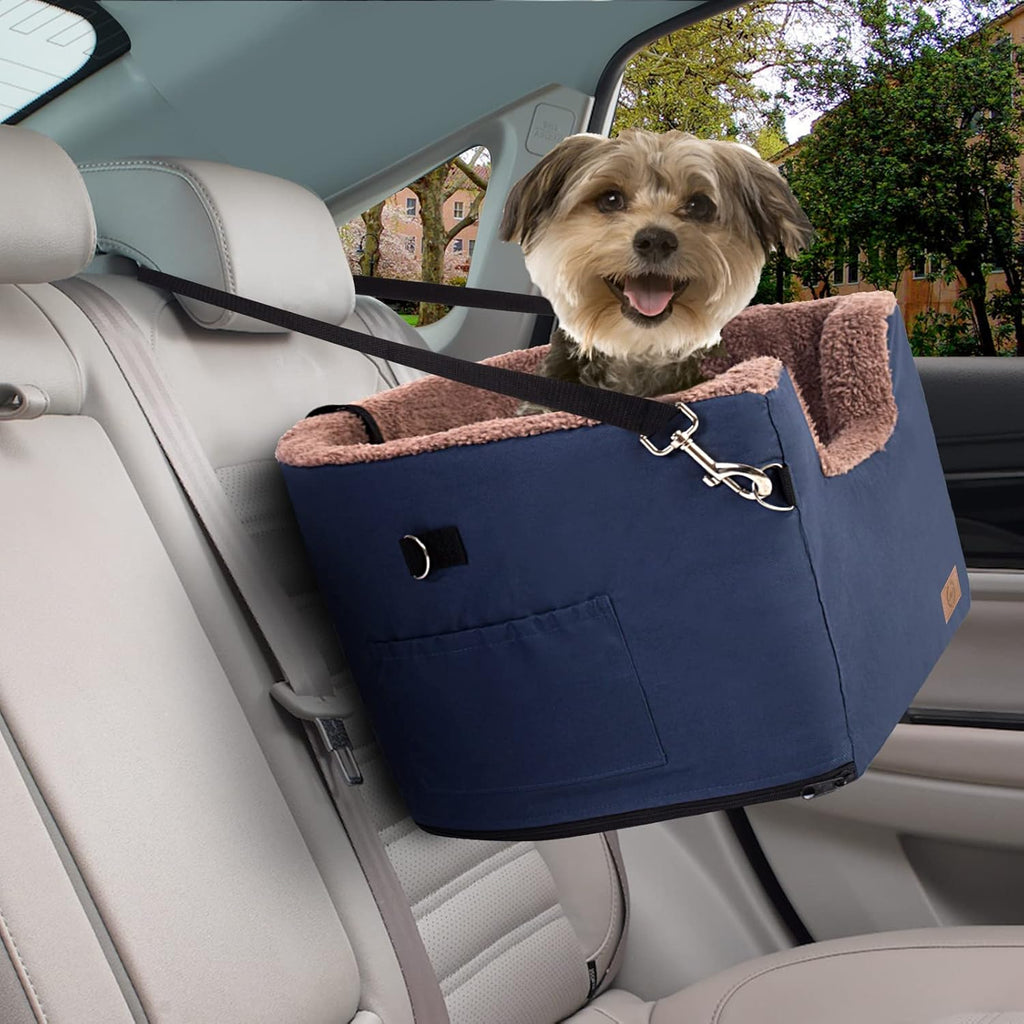Dog Car Seat, Elevated Pet Bed with Clip-On Leash B79360