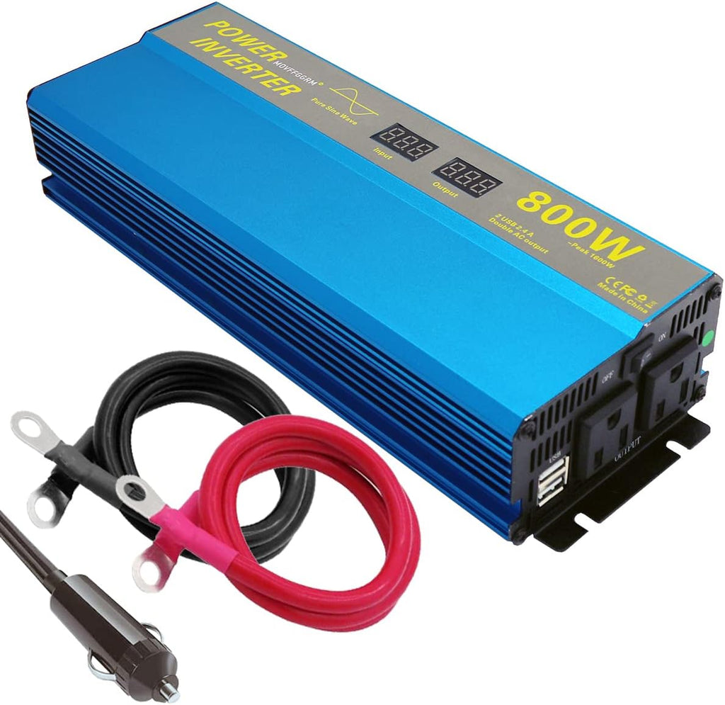 800W Pure Sine Wave Power Inverter 12V to 110V AC with Dual USB O15457