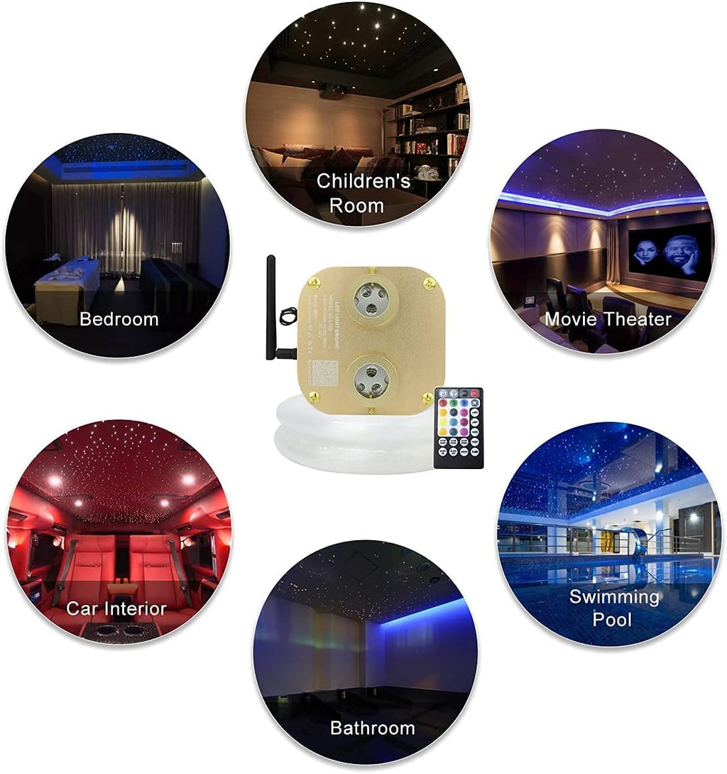 20W Dual-Head Fiber Optic Light with Music Activated RGBW Control H640