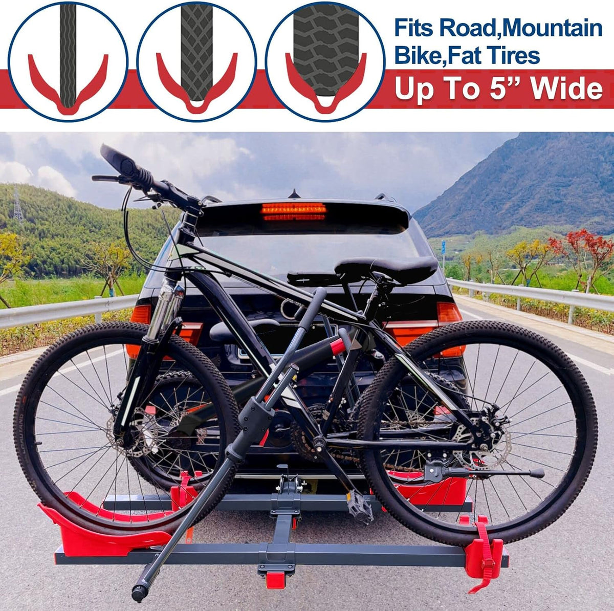 2'' Hitch Bike Rack 2-Bike 132 lbs Capacity with Smart Tilting Q40730
