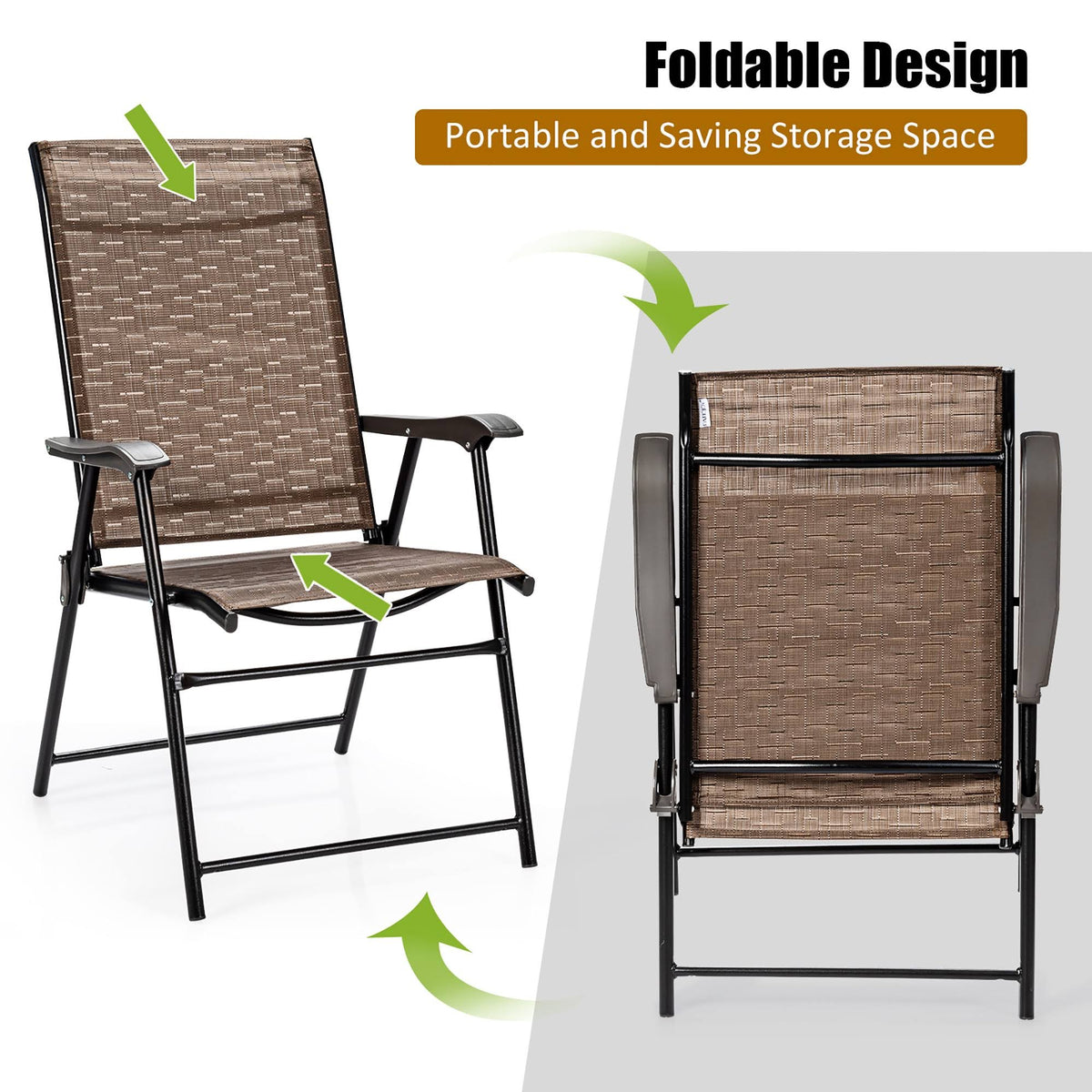 4 Piece Outdoor Patio Folding Chair with Armrest R4656