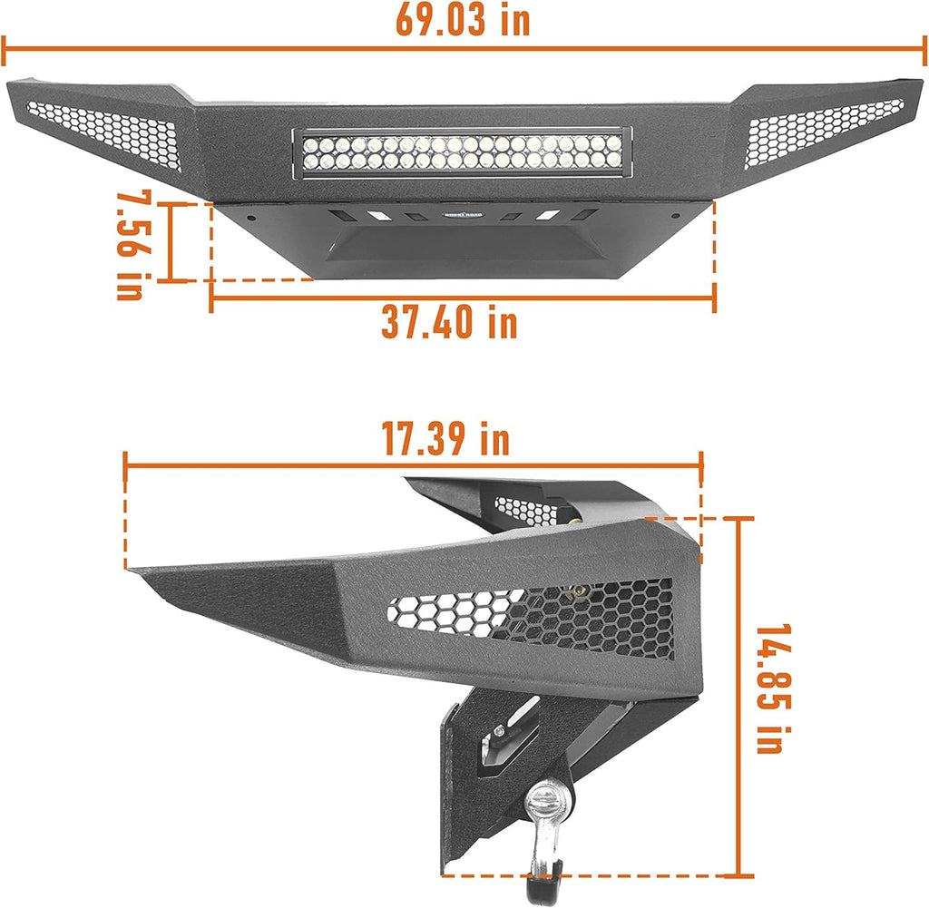 Front and Rear Bumper with Tire Carrier Textured Black Steel F79981
