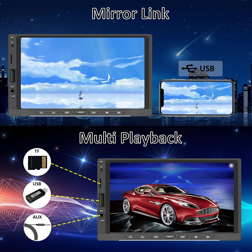 Double Din 7 Inch Touch Screen Car Stereo with Backup Camera G43687