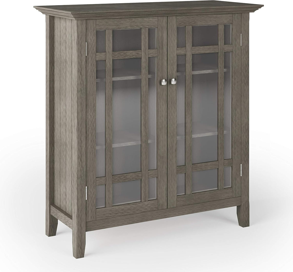 Solid Wood Storage Cabinet with 2 Tempered Glass Doors T56031
