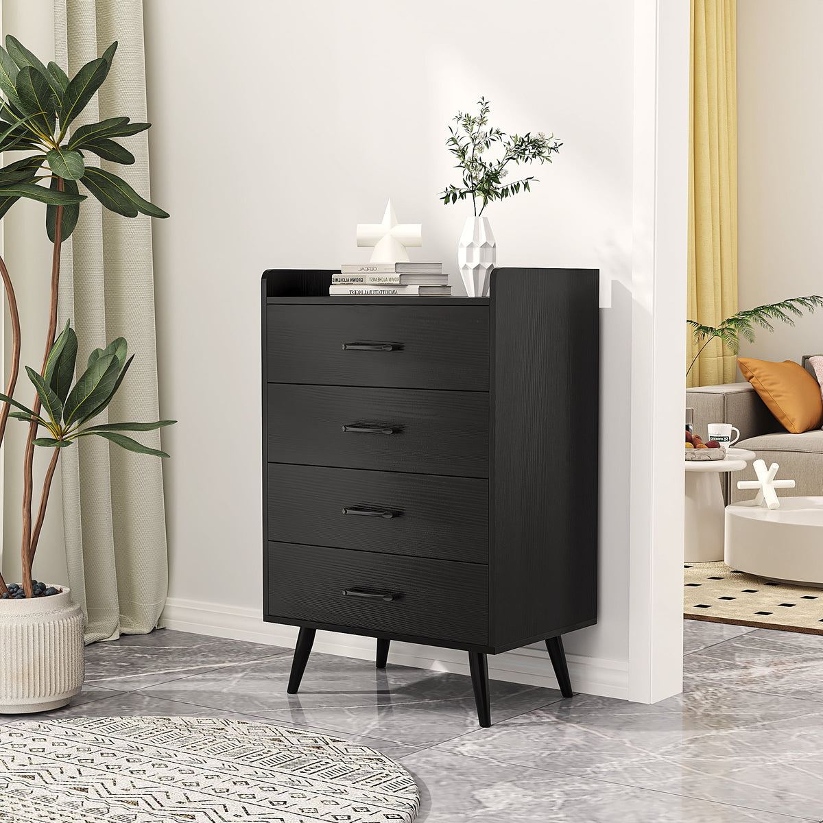 White 4 Drawer Wood Dresser E54961