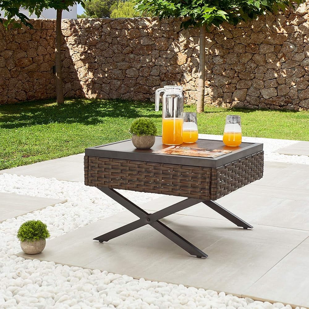 Brown Black Metal Outdoor Coffee Table X40026