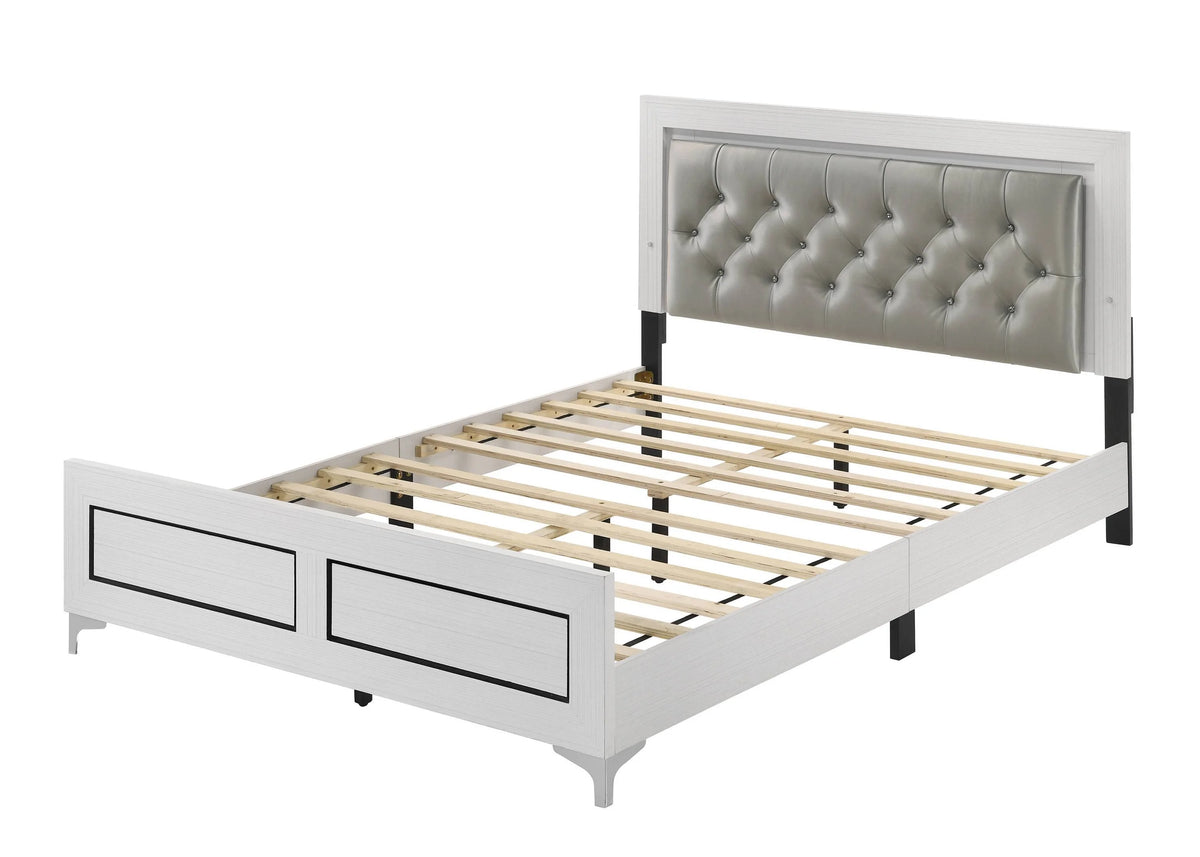 Queen Size Bed with LED Gray G973