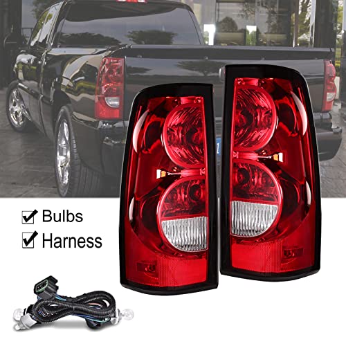 Headlights Assembly + Tail Lights Assembly Combo compatible with 2003-2006 Chevy Silverado E486