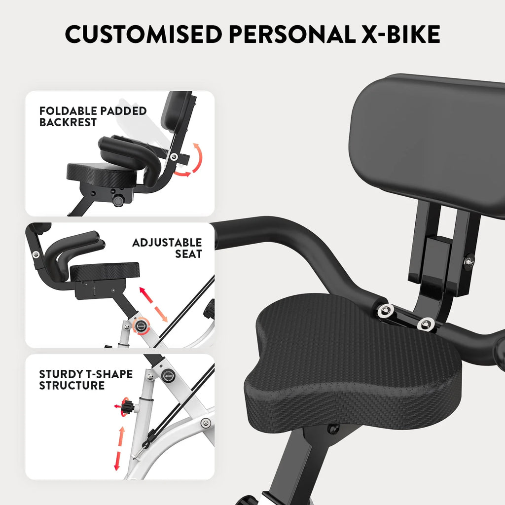 Upright Folding Magnetic Exercise Bike with Arm Resistance Bands Y46262