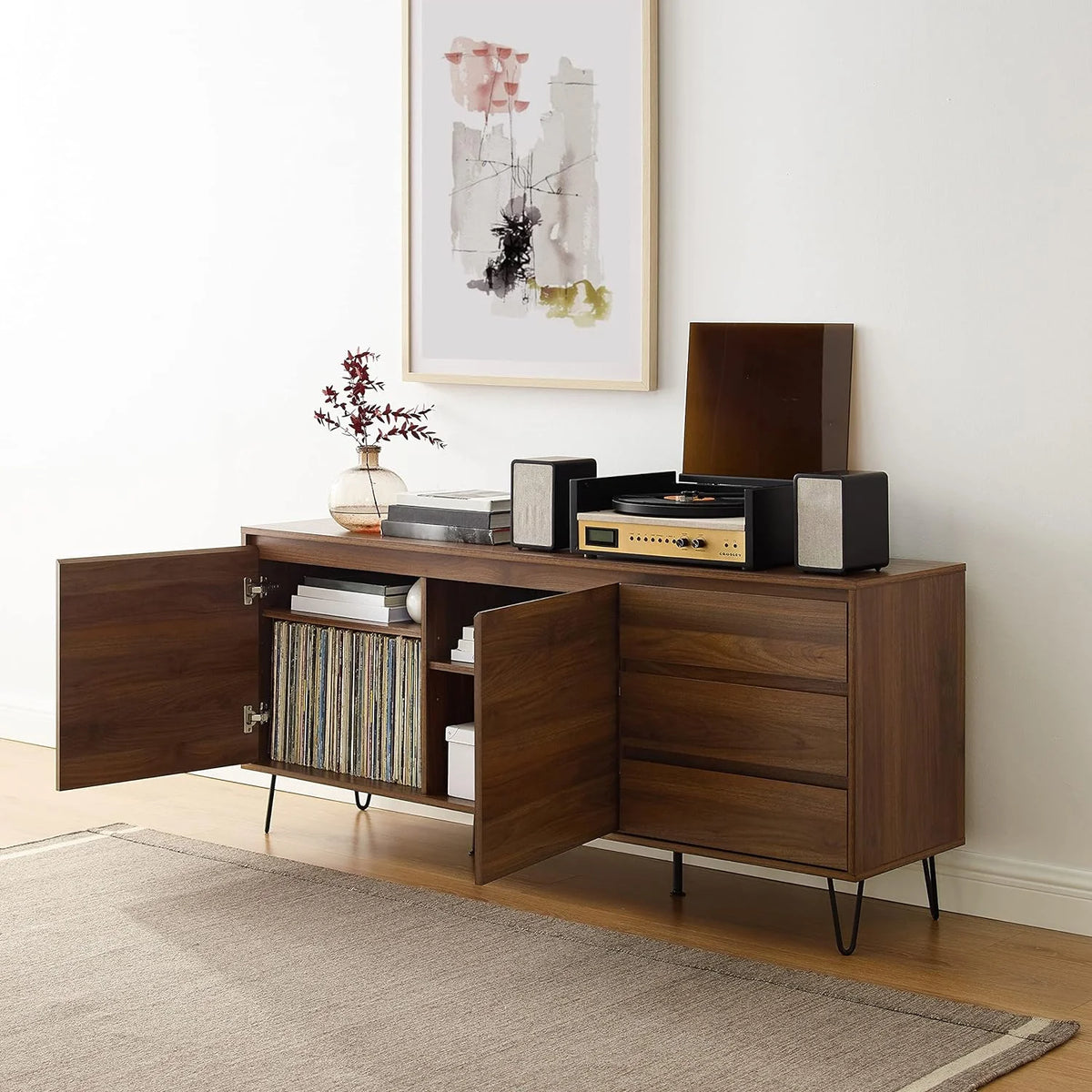 Brown Oak Record Storage Sideboard A55968