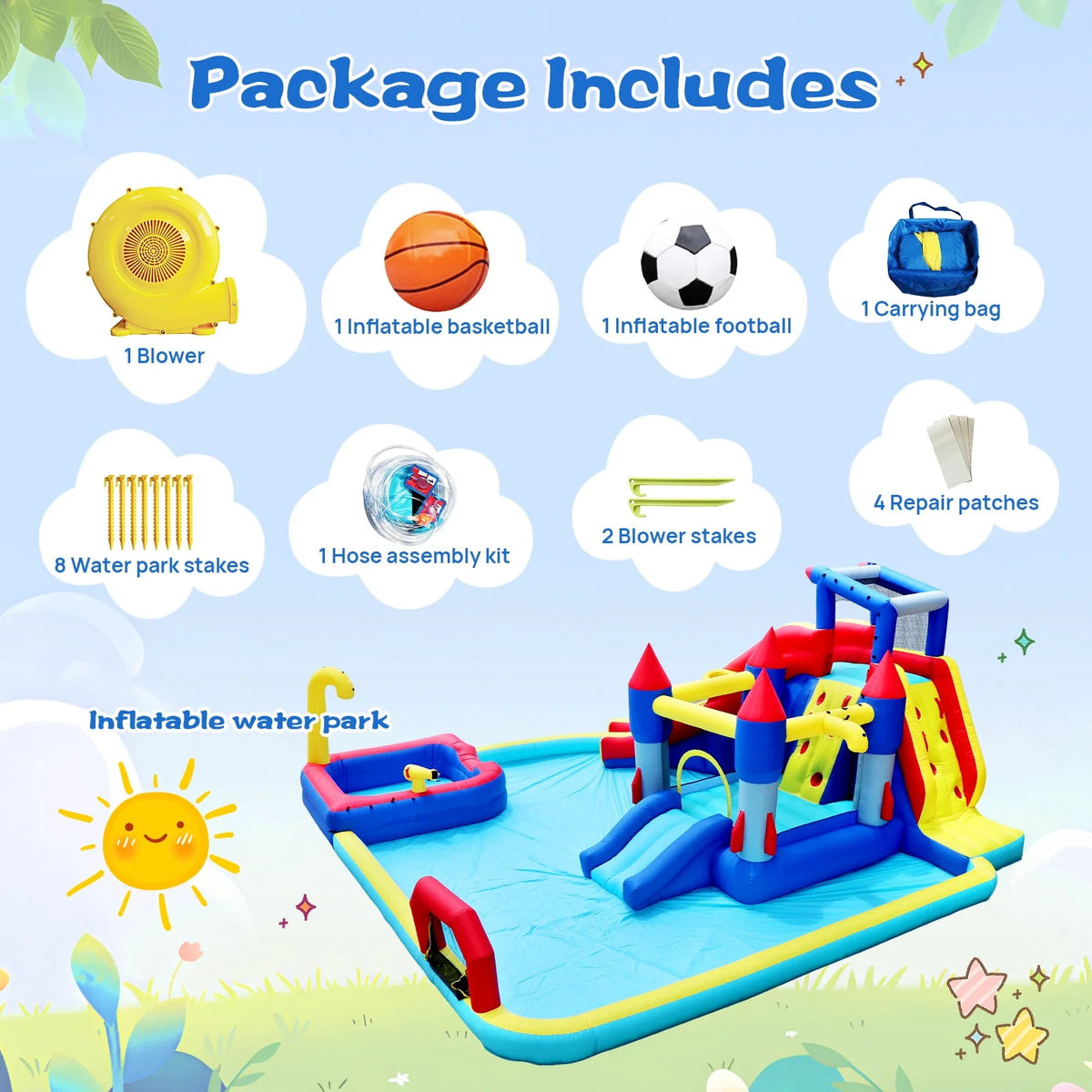 Inflatable Water Park with Splash Pool and Blower F194