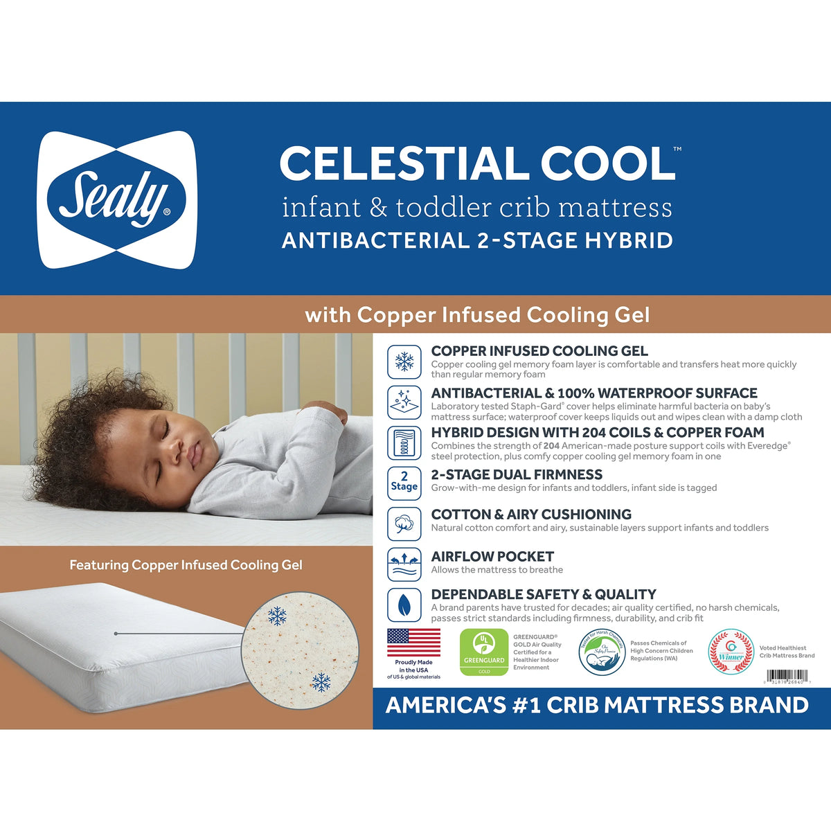 2-Stage Hybrid Baby Crib & Toddler Mattress T172364