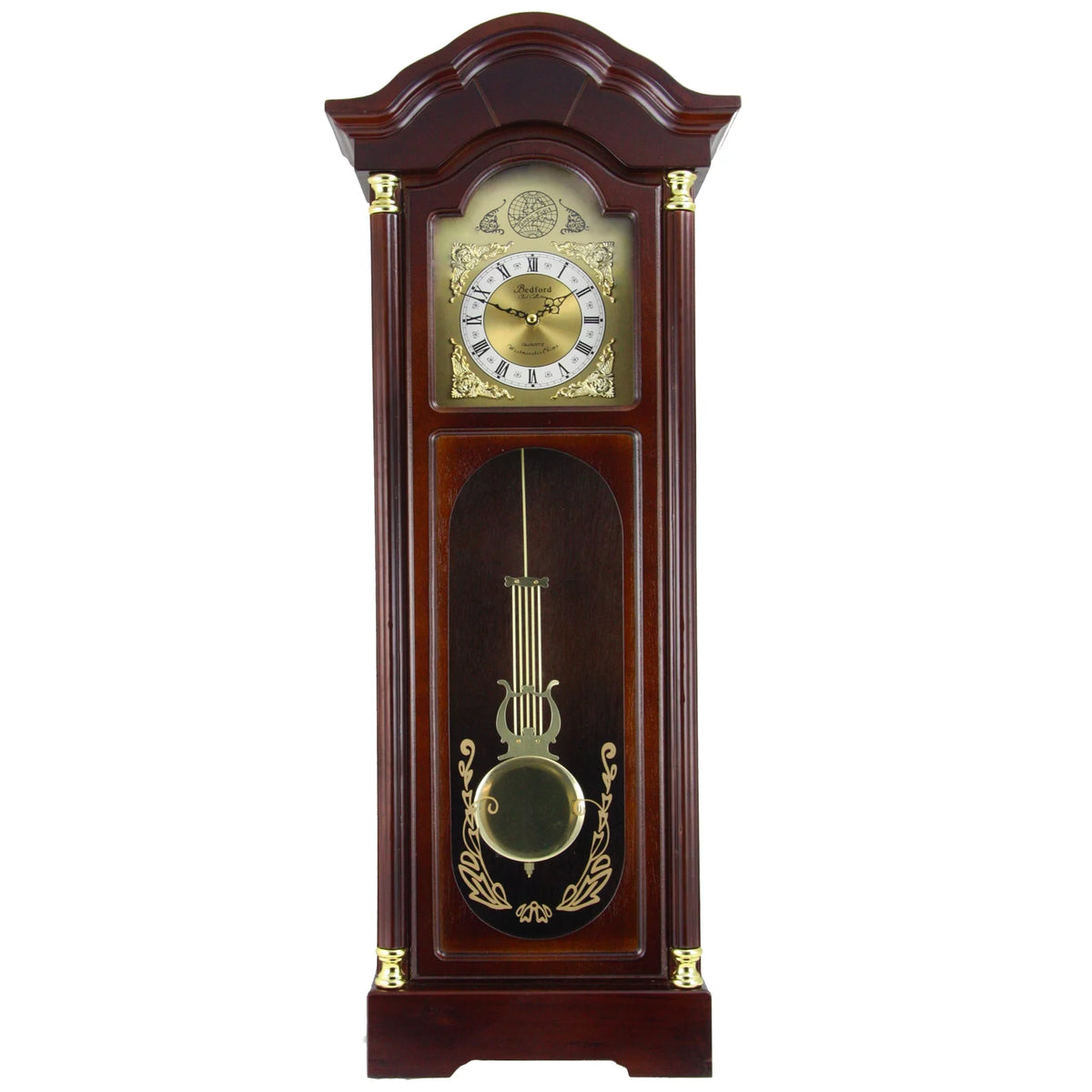33" Antique Cherry Oak Finish Chiming Wall Clock with Roman Numerals Q321541