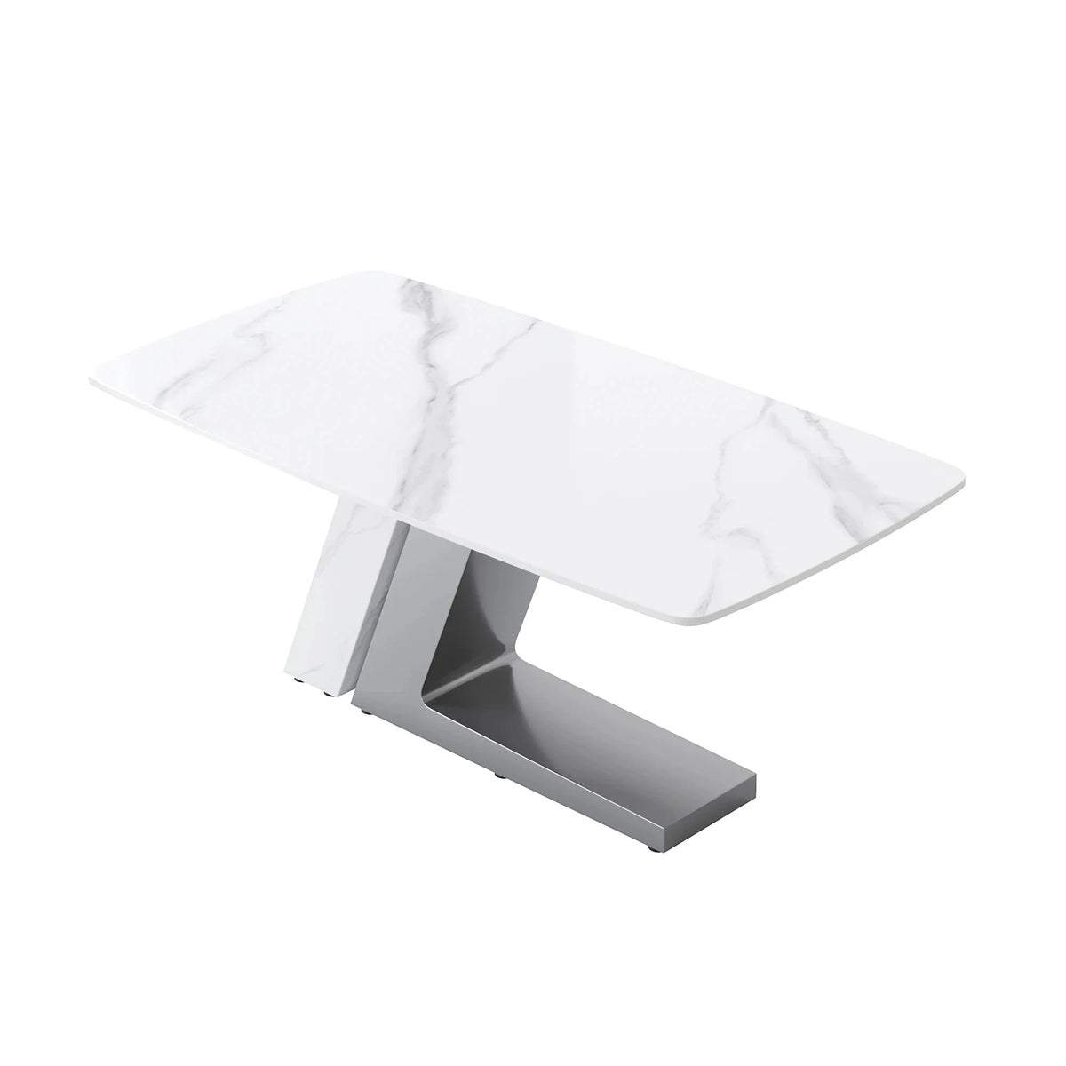 Black Dining Table with Sintered Stone Rectangle Tabletop J453