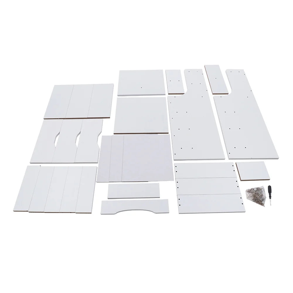 White 3 Drawer Nightstand with Storage Shelf T287