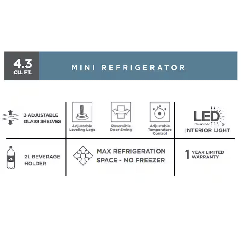 White 4.3 cu. ft. Mini Refrigerator D626