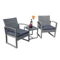 3 Piece Dark Gray Wicker Patio Furniture Set with Coffee Table I826