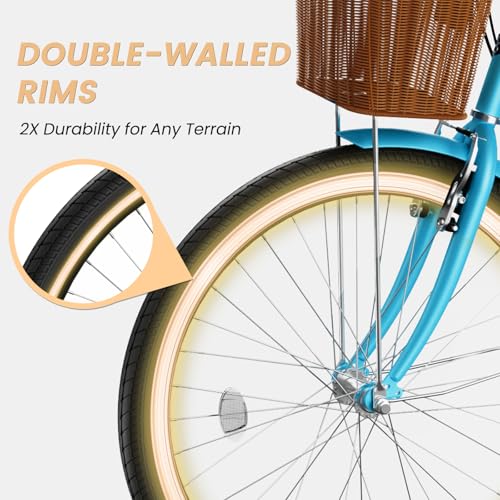 24 26 inch 7 Speed Step Through Bicycle with Front Basket S3626
