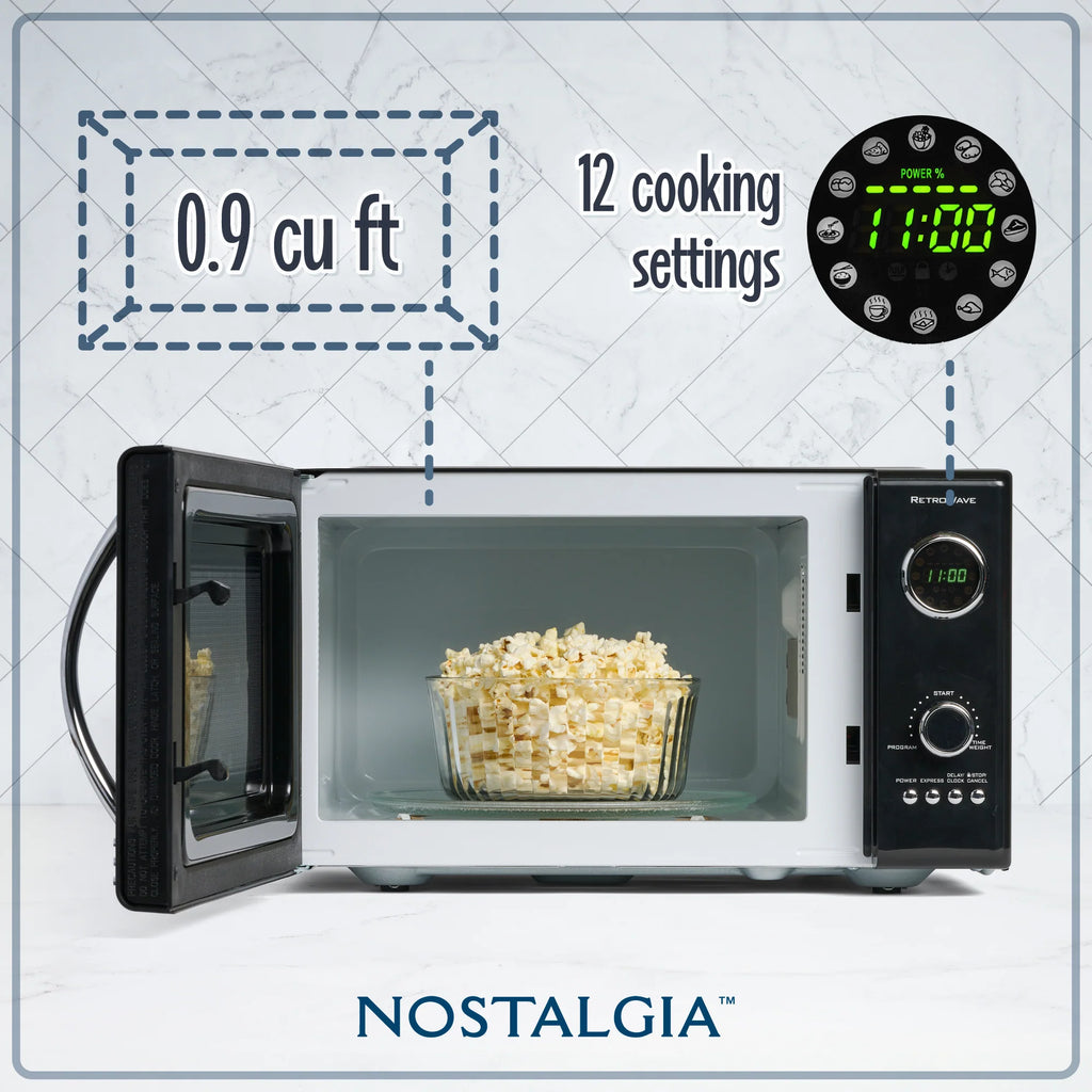 0.9 Cubic Foot 800-Watt Black Countertop Microwave Oven C9754