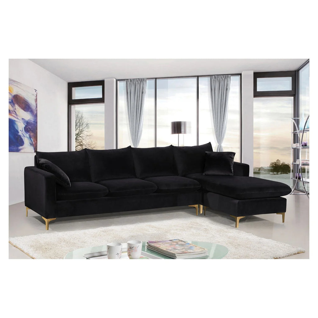 Black Velvet 2pc Reversible Sectional J80363