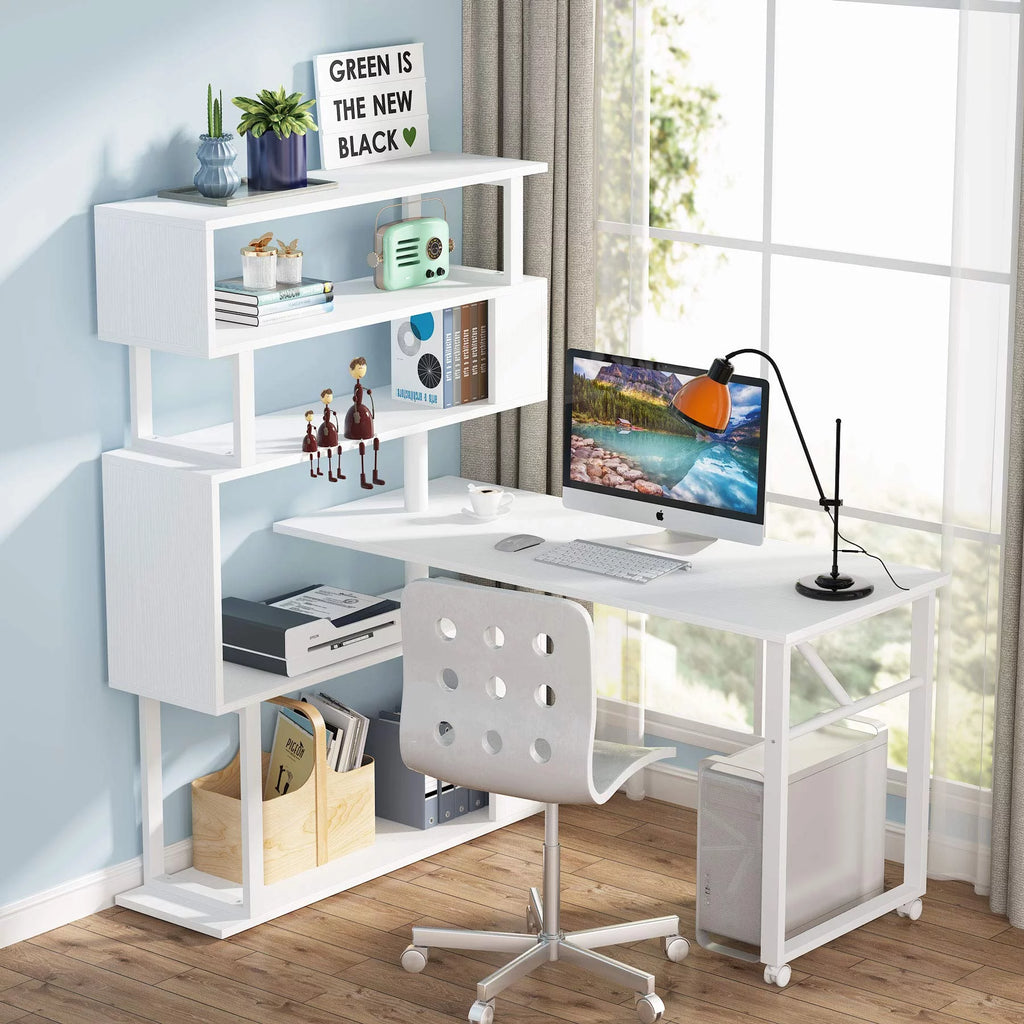 L Shaped Desk with Storage Bookshelf W7570