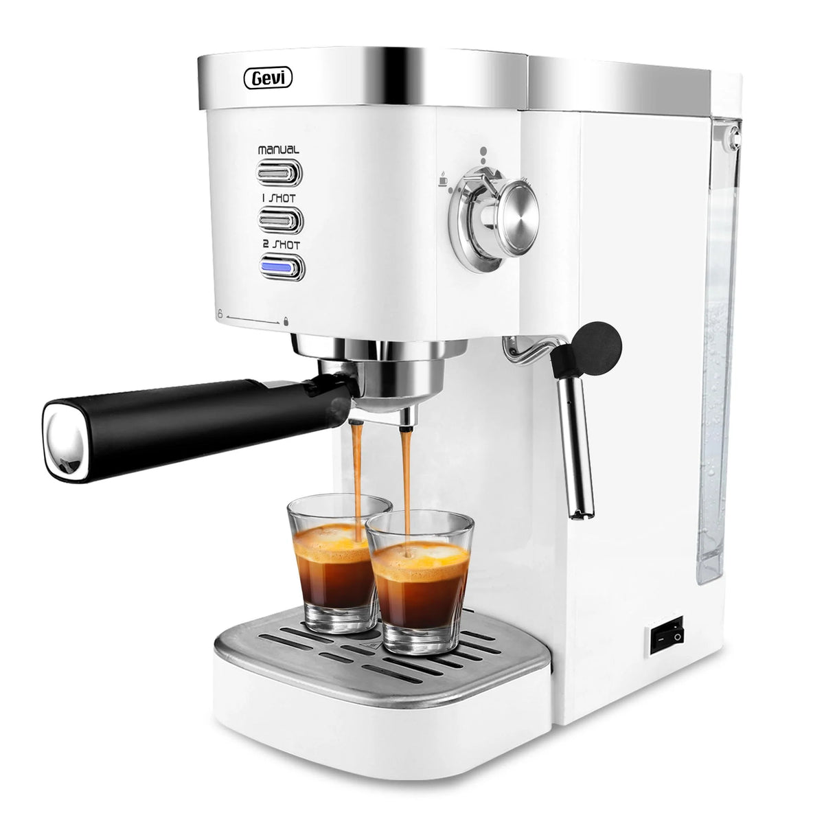 20 Bar Espresso Machine with Milk Frother Wand, 40.58 oz, White F9507