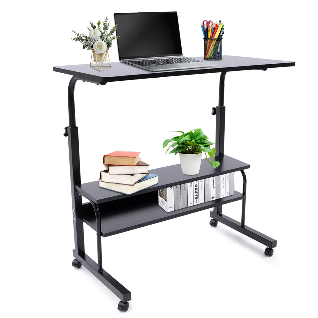 Height Adjustable Mobile Computer Desk with Wheels Y140384