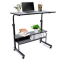 Height Adjustable Mobile Computer Desk with Wheels Y140384