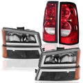 Headlights Assembly + Tail Lights Assembly Combo compatible with 2003-2006 Chevy Silverado E486