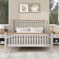 Gray Solid Platform Queen Bed with Oak Top G96741