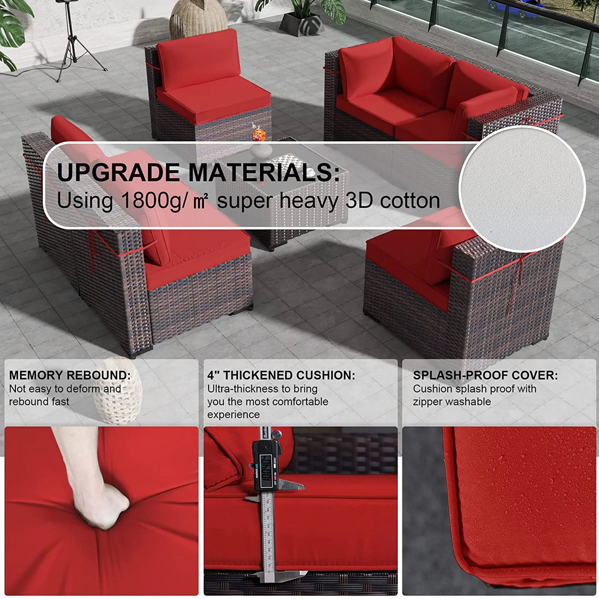 7 Piece All-Weather Wicker Outdoor Patio Furniture Set H545435
