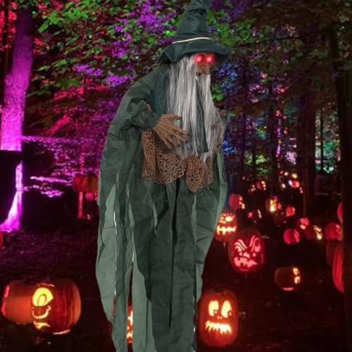 6Ft Light-up Eyes Hanging Witch Halloween Prop Y9009