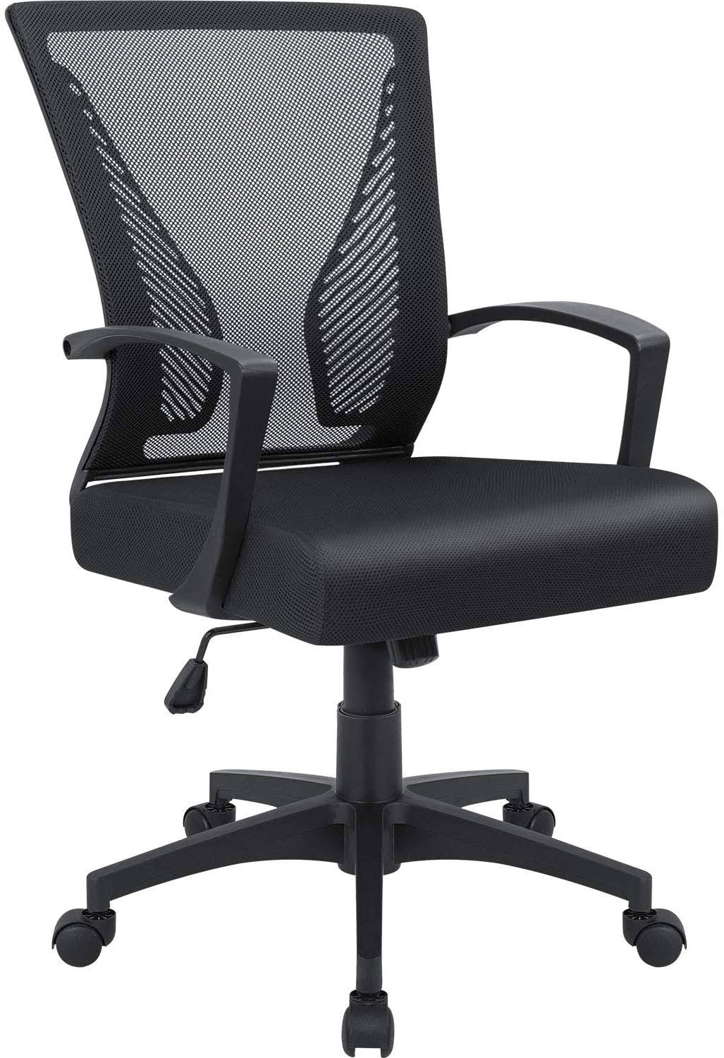 Mid Back Ergonomic Mesh Office Chair with Armrest (Black) M966