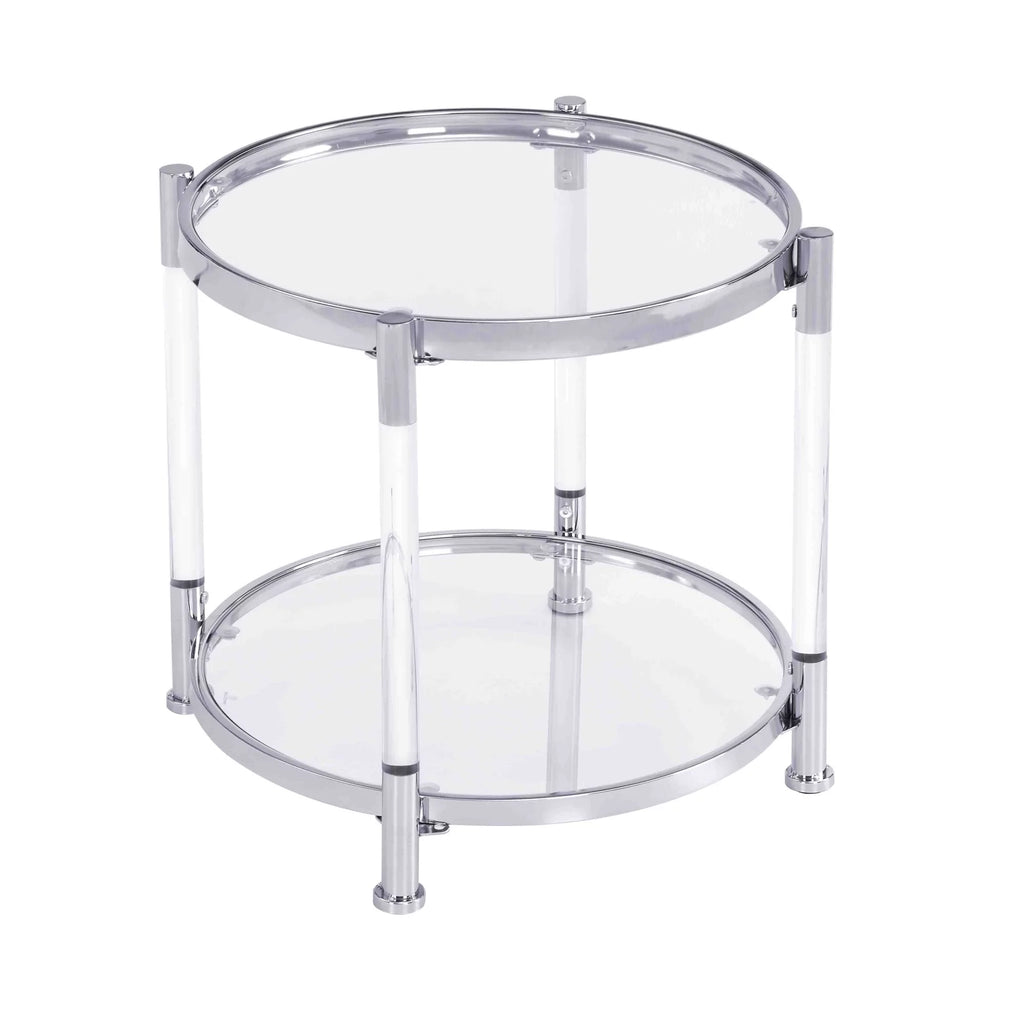 22" Round Acrylic Coffee Table with Metal Legs I4400