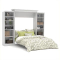White Wood Queen Murphy Bed with 2 Closet Organizers E47082