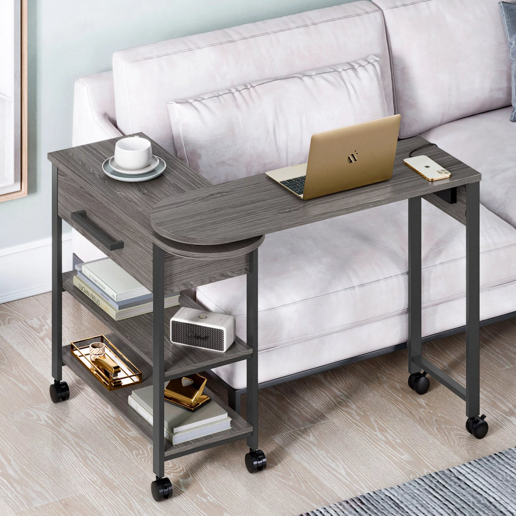 360° Rotating Desk with Charge Station and Storage Drawer C5578