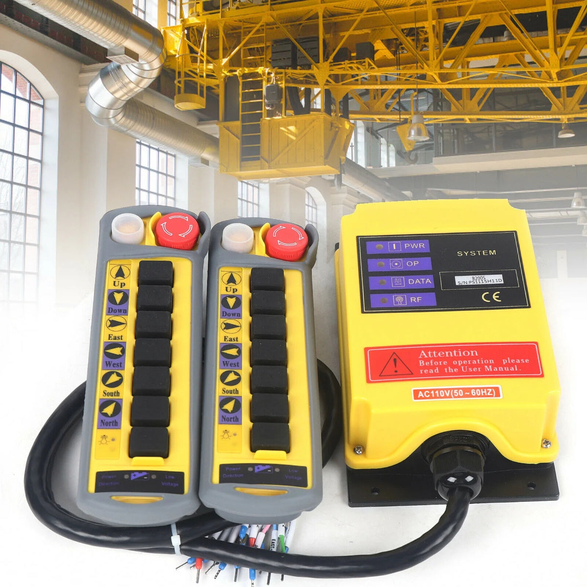 Wireless Lifting Machine 6 Channel 2 Speed Control Hoist Crane Radio Remote Control System 2 Transmitter I65291
